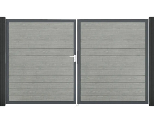 Portillon double GroJa BasicLine étroit gauche prémonté sans poteaux cadre anthracite 300 x 180 cm Grey Ash Cut