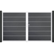 Doppeltor GroJa BasicLine Premium rechts vormontiert ohne Pfosten Rahmen Aluminium 300 x 180 cm anthrazit