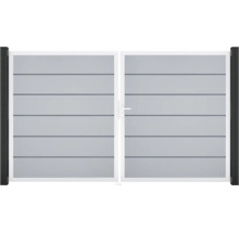 Portillon double GroJa BasicLine Premium droite prémonté sans poteaux cadre aluminium 300 x 180 cm gris argent