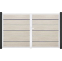 Doppeltor GroJa BasicLine Premium rechts vormontiert ohne Pfosten Rahmen Aluminium 300 x 180 cm Sheffield Oak