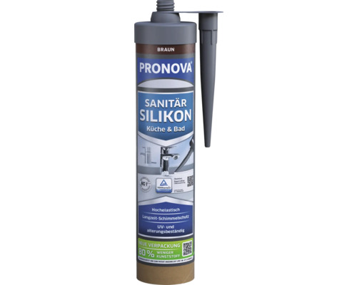 Silicone pour sanitaire PRONOVA ECO marron 280 ml Mastic silicone sanitaire Pronova, brun, pour cuisine et salle de bain