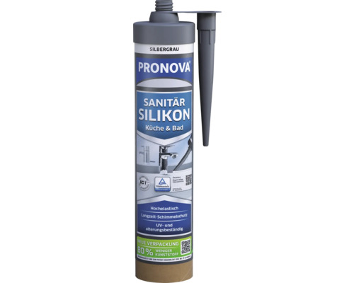 Silicone pour sanitaire PRONOVA ECO gris argent 280 ml Cartouche de silicone sanitaire Pronova, argent