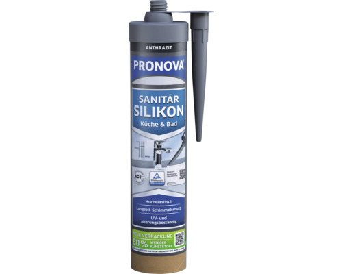 Silicone pour sanitaire PRONOVA ECO anthracite 280 ml Cartouche de silicone sanitaire anthracite Pronova pour cuisine et salle de bains