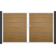 Doppeltor GroJa BasicLine Premium rechts vormontiert ohne Pfosten Rahmen Aluminium 300 x 180 cm Golden Oak