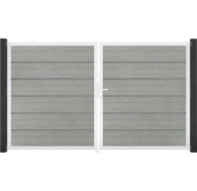 Doppeltor GroJa BasicLine Premium rechts vormontiert ohne Pfosten Rahmen Aluminium 300 x 180 cm Grey Ash Cut