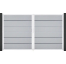Doppeltor GroJa BasicLine Premium links vormontiert ohne Pfosten Rahmen Aluminium 300 x 180 cm silbergrau