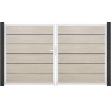 Portillon double GroJa BasicLine Premium gauche prémonté sans poteaux cadre aluminium 300 x 180 cm Sheffield Oak