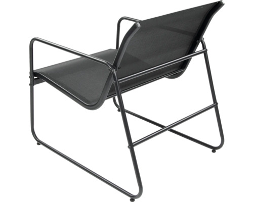 Fauteuil de jardin noir avec accoudoirs et tissu grillagé