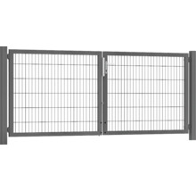 Portillon double premium 300 x 120 cm 8/6/8 dormant 60x40 avec poteaux à sceller dans du béton RAL 7016 anthracite