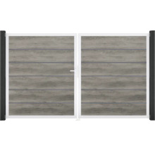 Doppeltor GroJa BasicLine Premium links vormontiert ohne Pfosten Rahmen Aluminium 300 x 180 cm Monument Oak