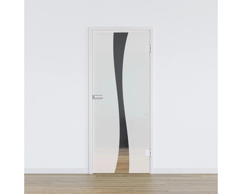 Pertura Glastür Glera Breeze 709 x 1960 x 8 mm Rechts für Beschlag Studio Office Glastür mit Streifenmuster und Türgriff