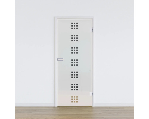 Porte vitrée Pertura Glera Carré 01 584 x 1972 x 8 mm droite pour ferrure Studio Office Porte intérieure avec insert en verre et motif carré