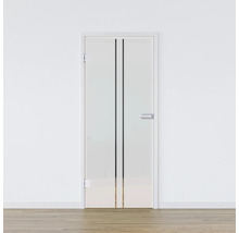 Porte intérieure avec insert en verre et bandes décoratives verticales