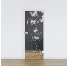 Porte en verre avec motif papillon