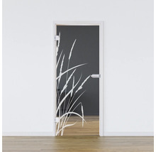 Porte en verre avec décor d''herbes pour l''intérieur