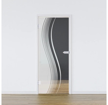 Porte intérieure en verre avec décor et ferrures