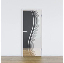 Porte en verre avec motif ondulé dans une pièce lumineuse