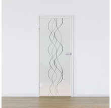 Porte intérieure en verre avec décor et poignée