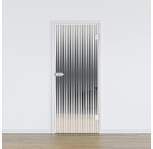 Porte intérieure avec insert en verre et motif à rayures verticales