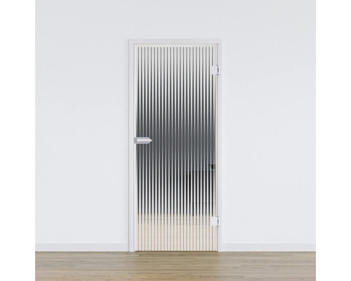Porte vitrée Pertura Glera Ripple 02 709 x 2085 x 8 mm droite pour ferrure Studio Office Porte intérieure avec insert en verre et motif à rayures verticales