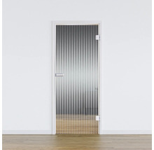 Porte intérieure avec verre et motif à rayures verticales