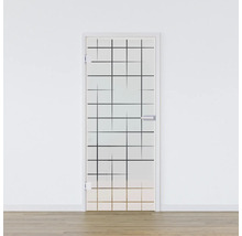 Porte intérieure avec verre et design de grille moderne