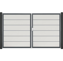 Doppeltor GroJa BasicLine Premium rechts vormontiert ohne Pfosten Rahmen anthrazit 300 x 180 cm weiß