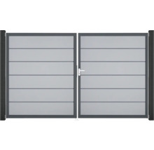 Doppeltor GroJa BasicLine Premium rechts vormontiert ohne Pfosten Rahmen anthrazit 300 x 180 cm silbergrau