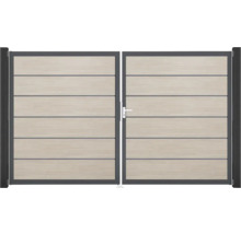 Doppeltor GroJa BasicLine Premium rechts vormontiert ohne Pfosten Rahmen anthrazit 300 x 180 cm Sheffield Oak