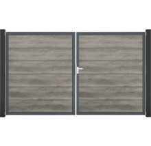 Doppeltor GroJa BasicLine Premium rechts vormontiert ohne Pfosten Rahmen anthrazit 300 x 180 cm Monument Oak