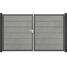 Portillon double GroJa BasicLine Premium droite prémonté sans poteaux cadre anthracite 300 x 180 cm Grey Ash Cut