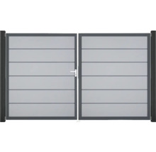 Doppeltor GroJa BasicLine Premium links vormontiert ohne Pfosten Rahmen anthrazit 300 x 180 cm silbergrau