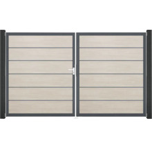 Doppeltor GroJa BasicLine Premium links vormontiert ohne Pfosten Rahmen anthrazit 300 x 180 cm Sheffield Oak