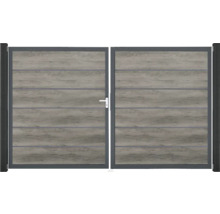 Doppeltor GroJa BasicLine Premium links vormontiert ohne Pfosten Rahmen anthrazit 300 x 180 cm Monument Oak