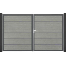Doppeltor GroJa BasicLine Premium links vormontiert ohne Pfosten Rahmen anthrazit 300 x 180 cm Grey Ash Cut