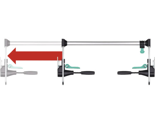Vue en coupe d''une barre de douche extensible avec instructions de montage