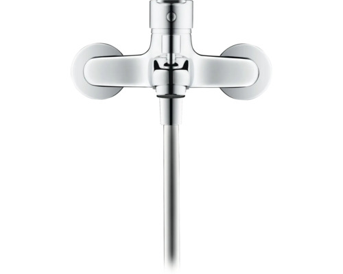 Verchromte Badewannenarmatur mit Brauseschlauch