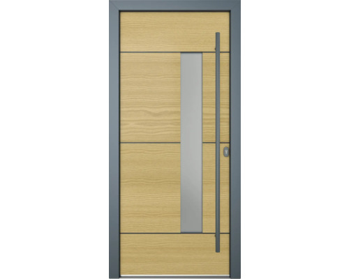 Porte d'entrée plastique Genial 106 blanc/chêne 880 x 2000 mm droite