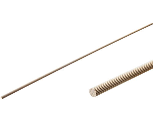 Barre cylindrique en hêtre strié 10x1000 mm 100 pièces Baguette ronde rainurée en bois