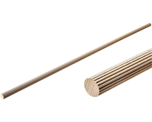 Barre cylindrique en hêtre strié 20x1000 mm 50 pièces Tringle ronde rainurée en bois