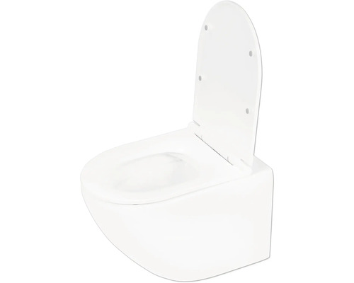 Wand-WC Set WC Tiefspüler ohne Spülrand weiß matt mit WC-Sitz 38.500.06