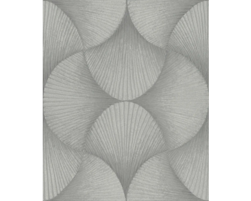 Papier peint intissé 608212 Sky Lounge graphique argent Papier peint avec motif géométrique en éventail