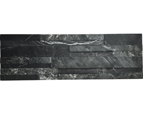 Pierre de parement céramique Klimex UltraStrong 17x52 cm marble noir Carreau décoratif aspect pierre pour revêtement mural