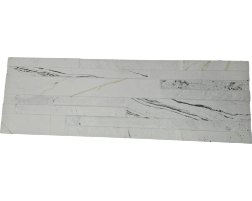 Pierre de parement céramique Klimex UltraStrong 17x52 cm marble blanc Panneau décoratif avec motif de pierre