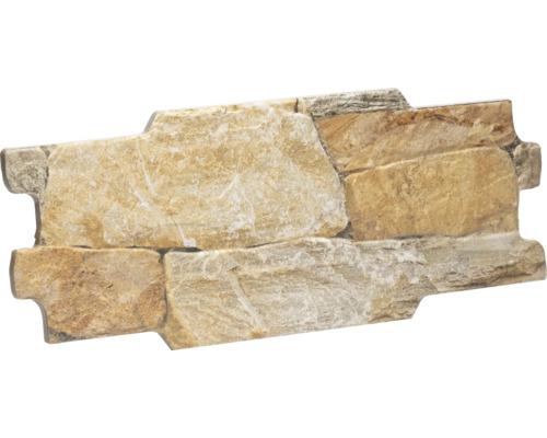 Pierre de parement céramique Klimex UltraStrong Landhouse 16x40 cm sahara crème Panneau décoratif en pierre pour l''intérieur