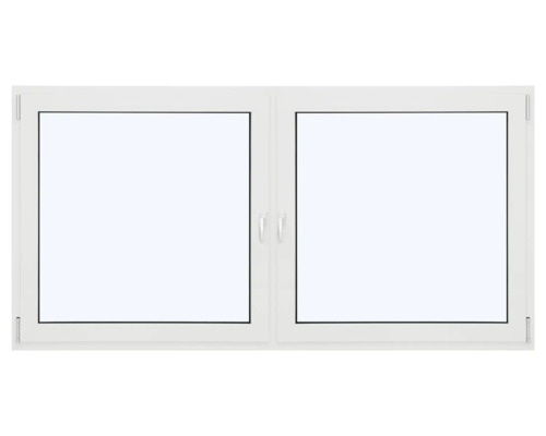 ARON Ternum Aluminiumfenster RAL 9016 verkehrsweiß 2 Flügelig (Dreh-Kipp/Dreh-Kipp) mit festem Pfosten 1400x1400 mm DIN Links;DIN Rechts Fenster mit zwei Flügeln