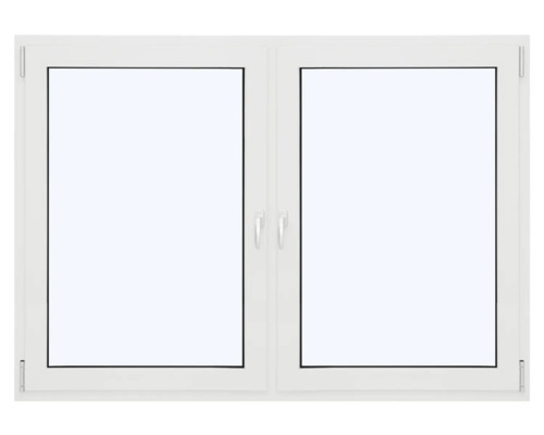 ARON Ternum Aluminiumfenster RAL 9016 verkehrsweiß 2 Flügelig (Dreh-Kipp/Dreh-Kipp) mit festem Pfosten 1400x1600 mm DIN Links;DIN Rechts Weißes Fenster mit zwei Flügeln