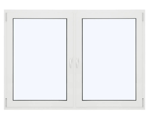 ARON Ternum Aluminiumfenster RAL 9016 verkehrsweiß 2 Flügelig (Dreh-Kipp/Dreh-Kipp) mit festem Pfosten 1400x1500 mm DIN Links;DIN Rechts