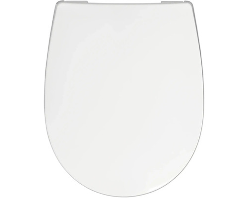 Abattant WC REIKA Mino blanc charnières laiton poli avec frein de chute et Quick&Clean