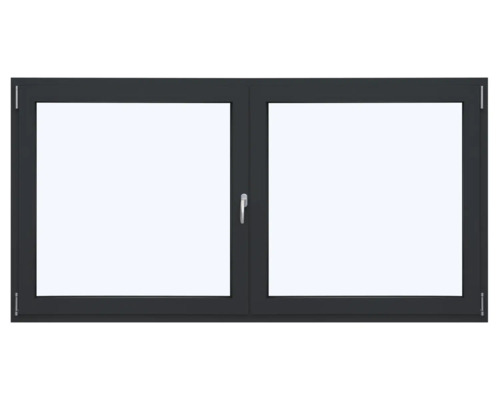 Fenêtre en aluminium ARON Ternum RAL 7016 gris anthracite 2 vantaux (battant/oscillo-battant) avec poteau mobile (têtière) 1000x900 mm tirant gauche